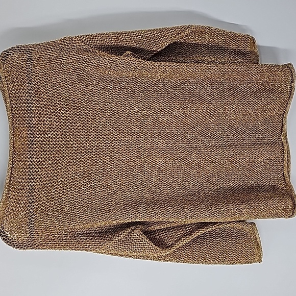 von Saken Gold Metallic Open Knit Mesh Pullover Sweater Vintage - Picture 9 of 10